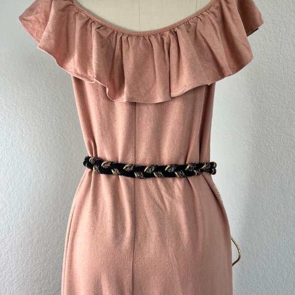 VTG Black Rope Braided Belt with Black/Gold Tassel - Picture 3 of 6